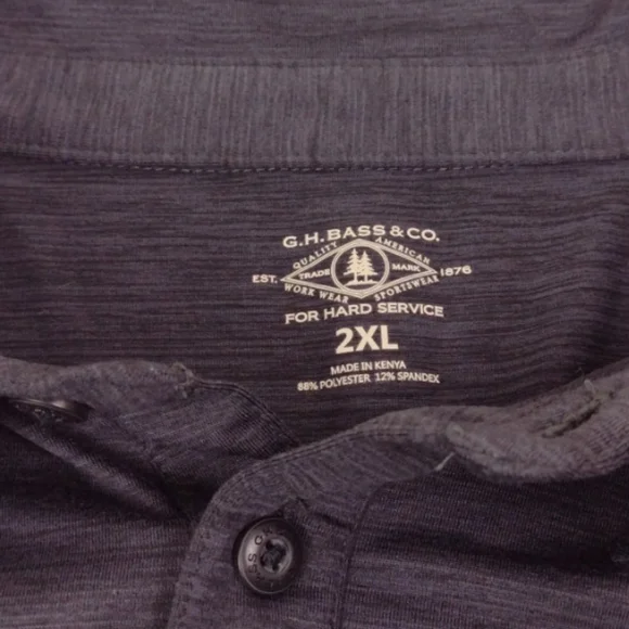 G.H. Bass & Co Charcoal Slate Polo Shirt 2XL - Picture 6 of 11